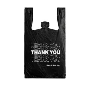 1/6 Thank You T-Shirt Bag 13 Microns Black 1000ct