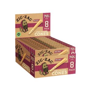 Zig-Zag Unbleached Mini 70mm Cones 8pk 18ct