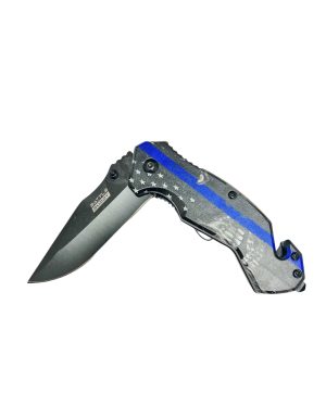 Battle Buddy Knives Spring Assist Knife - Police Flag w/ Skeleton (Box 18)