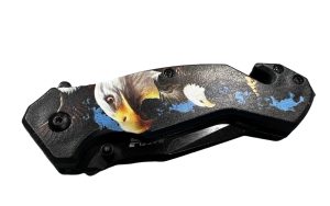 Battle Buddy Knives Spring Assist Knife - Bald Eagle Over Rebel & US Flag (Box 82)