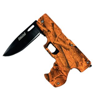 Battle Buddy Knives Spring Assist Gun Shaped Knife - Orange Camo (Box 19)