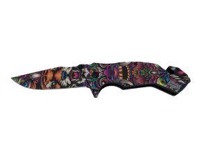 Blazing Buddies Knives Spring Assist Knife - The Orient Psychedelic w/ Tiger (Box 77)