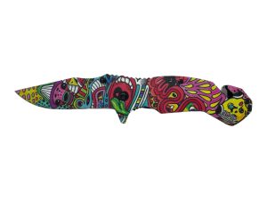 Blazing Buddies Knives Spring Assist Knife - What A Trip Psychedelic (Box 99)