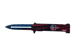 Battle Buddy Knives Spring Assist Knife - Punisher Stiletto Patriotic (Box 89)
