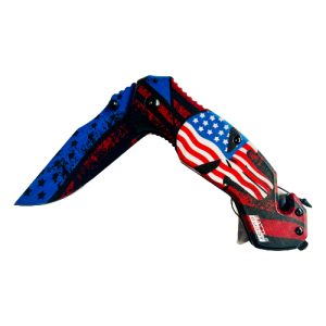 Battle Buddy Knives Spring Assist Knife - Large Punisher Patriotic (Box 9)