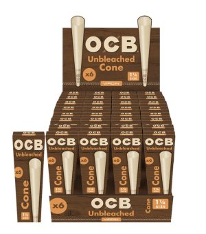 OCB Unbleached Virgin 1 1/4 Cones 6pk 32ct