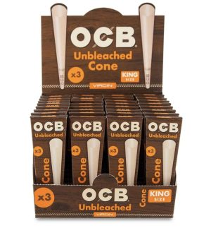 OCB Unbleached Virgin King Cones 3pk 32ct