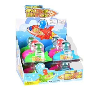 Pull Back Spaceship Lollipop Candy 12ct