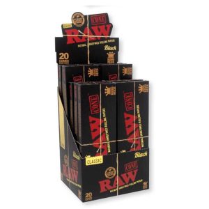 Raw Classic Black 1 1/4 Cones 20pk 12ct
