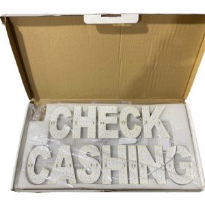 Business Image Led Sign Vegas White & Yellow (CHECK CASHING)