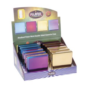 Fujima Anodized Finish Metal Double Sided Cigarette Case 6ct (FOR KING'S)