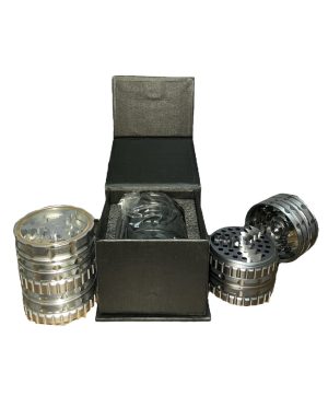 63mm 5 Part Aluminum Grinder - Gunmetal/Silver/Black