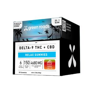 Green Roads CBD+D9 4680mg Relax Gummies 30ct - Cherry Lime Pie