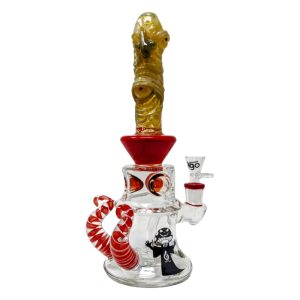 BIIGO- 12" Horn Harmony Poly-Optic Shower Head Perc Water Pipe (RED) (Box 0)