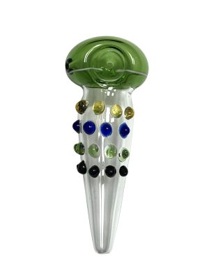 5 Transparent Green Large Hand Pipe w/ Multi Marbles