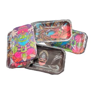 IDGAF Medium Metal Rolling Tray w/ Lid - Design B