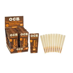 OCB Unbleached Virgin Mini 70mm Cones 10pk 24ct