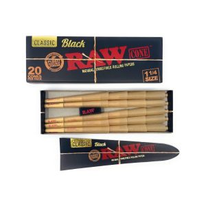 Raw Classic Black 1 1/4 Cones 20pk 1ct