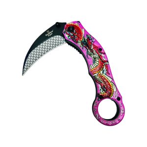Snake Eye Tactical Knife - Karambit Pink Dragon Handle (Box 91)