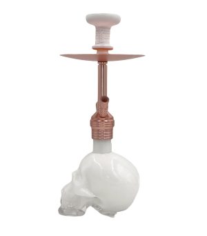 Mob Hookah 19'' Skull Hookah 2 Hose ( ROSE /WHITE BASE )