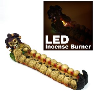 3 x 11" Clay Incense Burner for Stick Joker Skeleton  Aces & 8 Balls Aromatherapy LED Burner