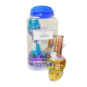 8'' Electro Leg Skull Water Pipe 5ct Jar